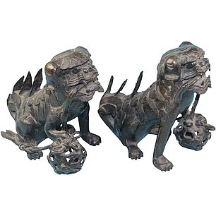 Paar Foo-Hunde aus Bronze